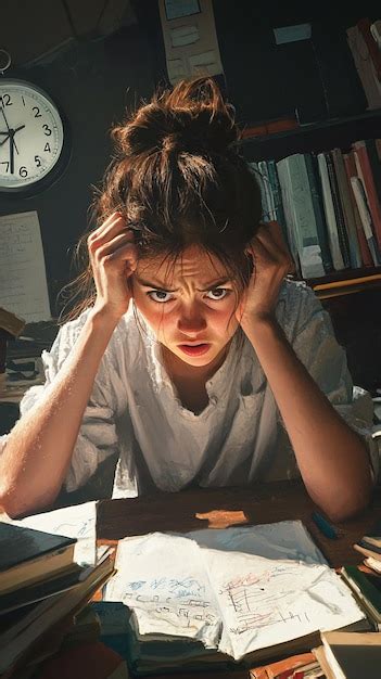 Frustration of a student during exam preparation | Premium AI-generated ...