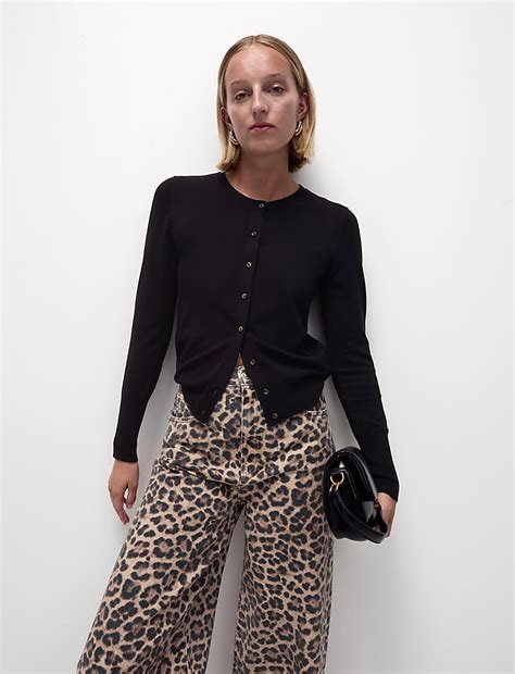 Buy Crew Neck Button Front Cardigan at Marks & Spencer