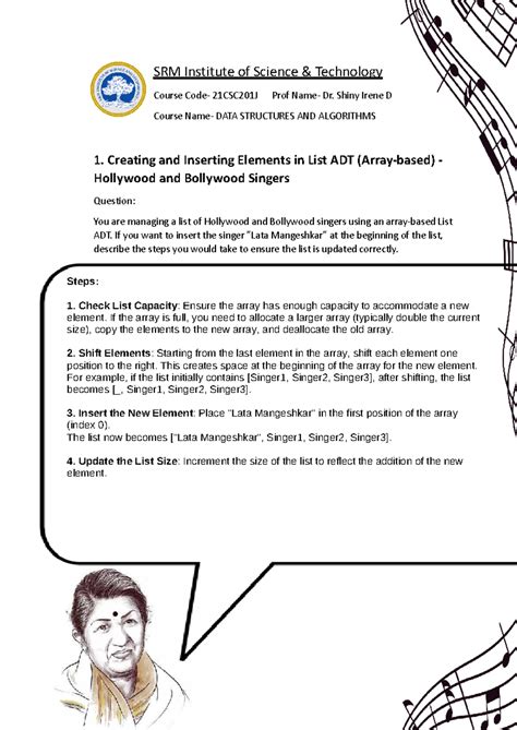 Dsa1 unit2 - assignment - SRM Institute of Science & Technology Course ...