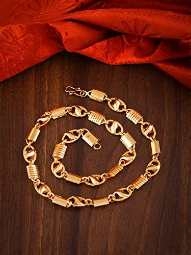 Buy MEENAZ Chain for Men Boys Husband gents boyfriend Stylish golden ...