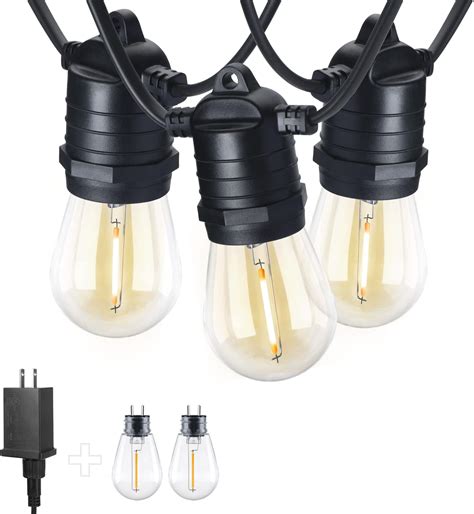 12V Low Voltage Outdoor String Lights, S14 LED String Lights 48FT ...