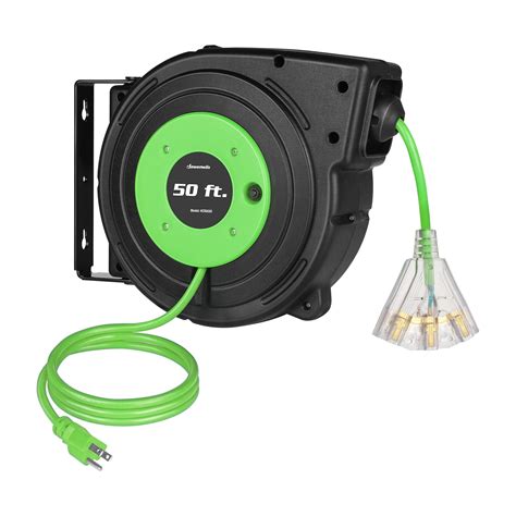Dewenwils 50ft Retractable Extension Cord Reel, Heavy Duty Power ...