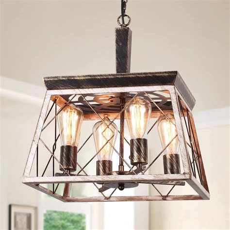 Buy Ganeed Farmhouse Chandelier,Rustic Geometric Pendant Light,Metal ...