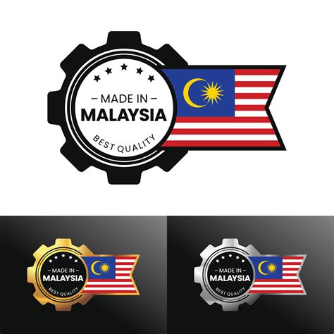 Made in Malaysia with gear and flag design. For banner, stamp, sticker, icon, logo, symbol ...