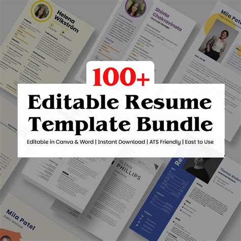 100+ Canva Resume Templates Bundle | Modern CV Designs (instant ...
