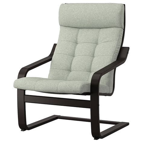 POÄNG armchair, black-brown/Gunnared light green - IKEA