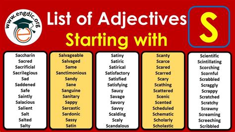 500+ Adjectives Starting with S (Positive Adjectives to describe a ...