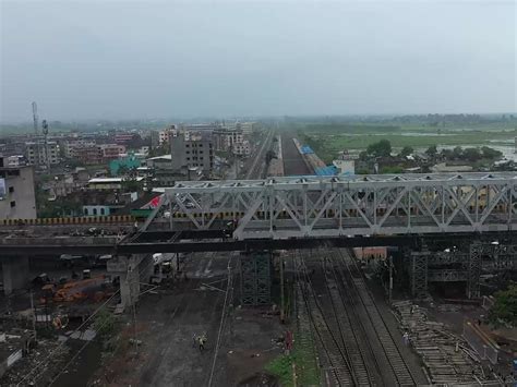 Launch of 71.11 m span open web steel girder near Keem Railway Station ...