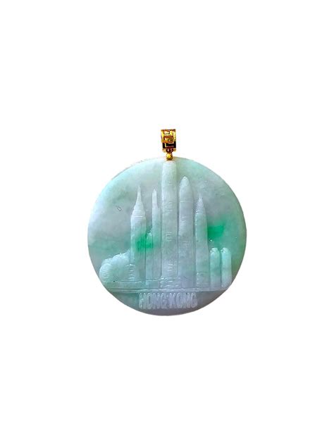 Iconic Skyline of Hong Kong Burmese A-Jade Pendant (with 18K Yellow Gold) For Sale at 1stDibs ...