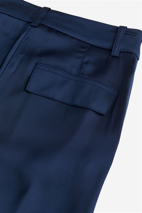Satin cargo trousers - Navy blue - Ladies | H&M IN
