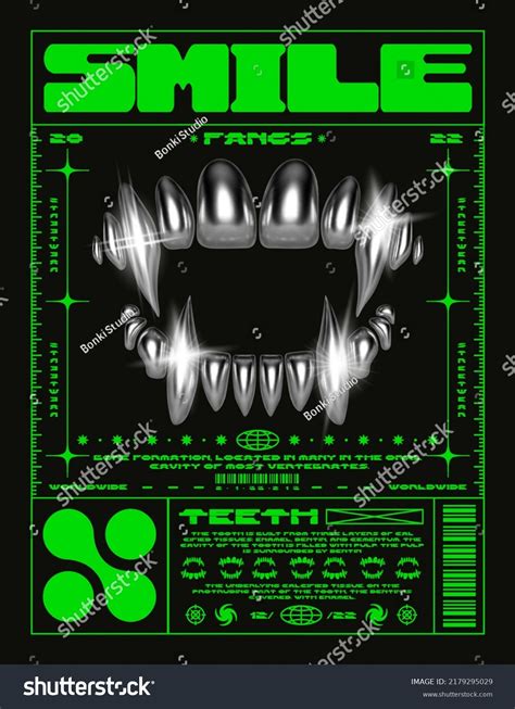 Poster 3d Iron Teeth Stylish Print Stock Vector (Royalty Free ...