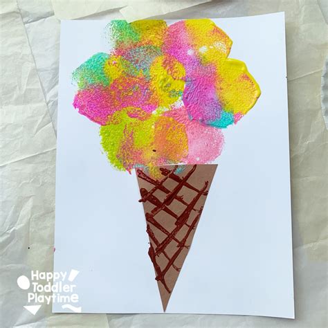 Easy Sponge Painted Ice Cream Craft - Happy Toddler Playtime