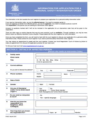 APPLICATION FOR AN INTERVENTION ORDER - Children's Court of ... Doc ...