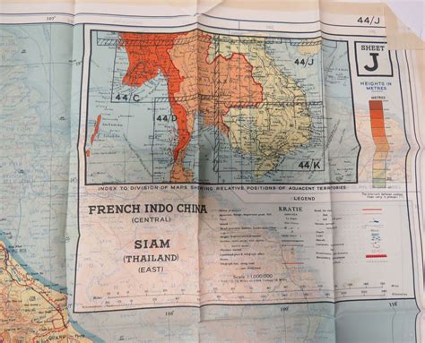 WW2 R.A.F Far East Double Sided Silk Map Of French Indo China