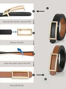 1pc Reversible PU Leather Belt, Minimalist Versatile Skinny Waist Belt ...