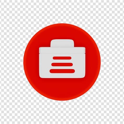 Red circle button with white briefcase icon and three lines inside ...
