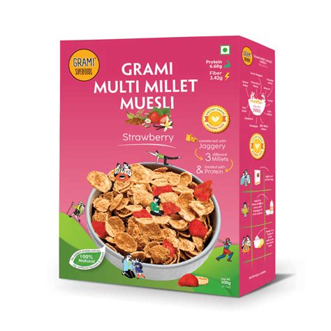 Strawberry Muesli | Multi Millet Breakfast | High Protein Cereal – ecocrave