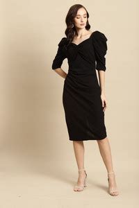 WoowZerZ Women Bodycon Black Knee Length Dress - Buy WoowZerZ Women ...