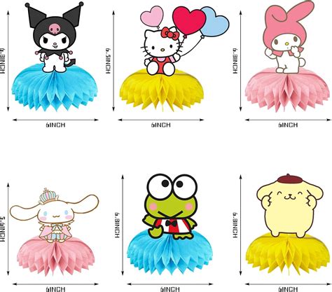 Buy 6Pcs Kitty, Kuromi, Keroppi Birthday Party Supplies, Kawaii Sanrio ...