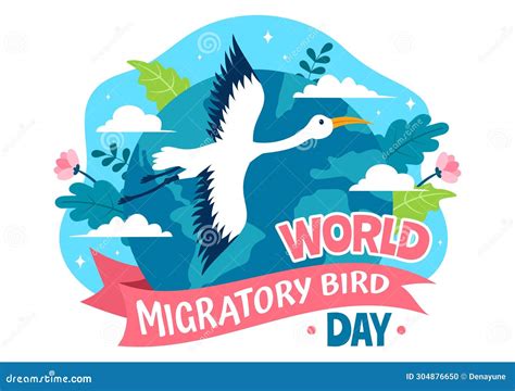 World Migratory Bird Day Vector Illustration with Birds Migrations Groups and Their Habitats for ...