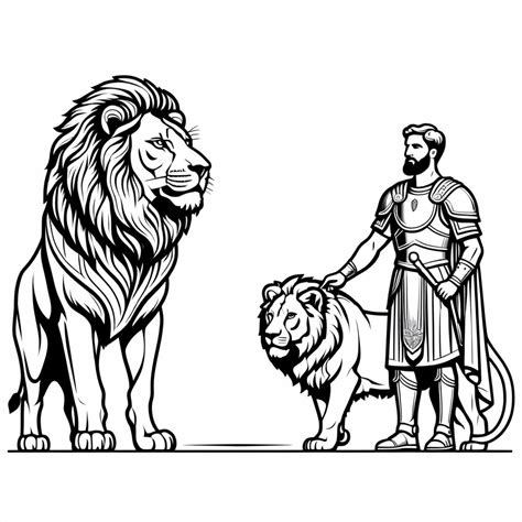 Armor-Clad Man's Fear of Lion | Stable Diffusion Online
