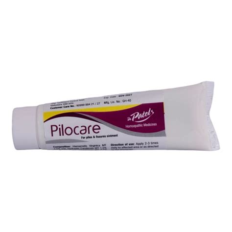 PILOCARE OINTMENT- For Piles & Fissures - Dr.Patels Homeopathic Medicines