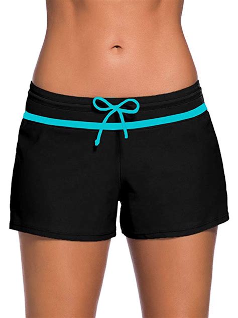 LELINTA Women's Swim Shorts Solid Swimsuit Bottoms Quick Dry Swim Board ...