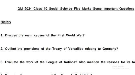 10th Social Science Important Five Mark Questions English Medium 2024 ...