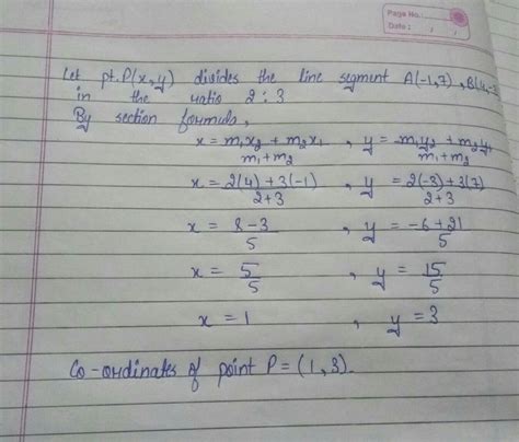 Lwhat are coordinates of the point which divides the line joining (-1,7 ...