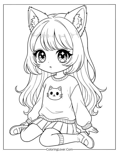 Cute Anime Cat Coloring Pages [2025]
