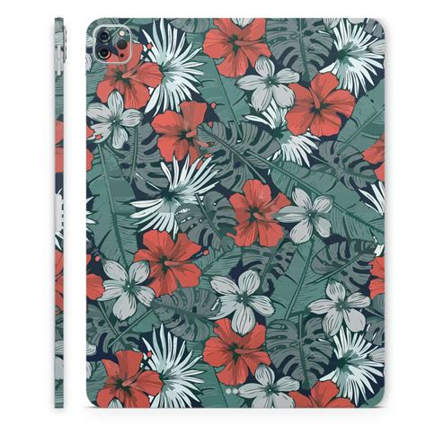 Green Red White Floral Tablet Skin Wrap - Elevate Your Tablet's Look ...
