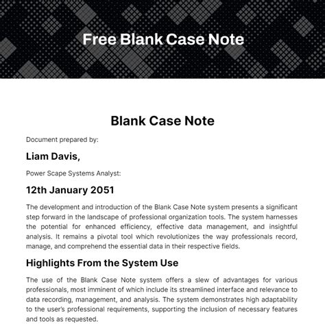 Case Note Template 的图像结果