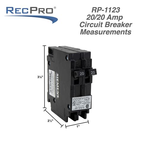 RV Circuit Breaker 20 Amp Double Breaker Siemens Q2020 - RecPro