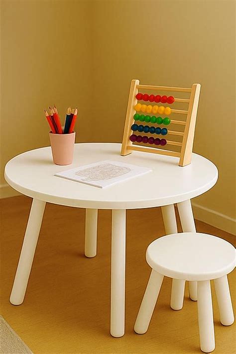 White Kids Round Table & Stools Set | Montessori Play Furniture ...