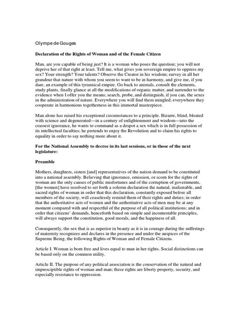 Image result for The Rights of Woman Olympe De Gouges