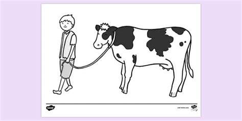 Jack and Cow Colouring Sheet - KS1 Resources (teacher made)