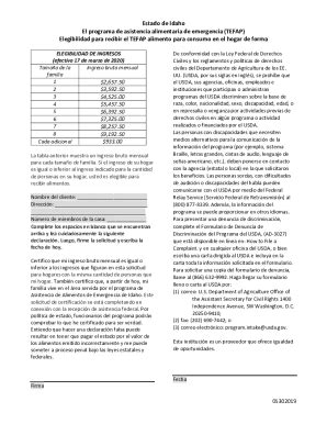 Fillable Online idahofoodbank.org wp-content uploadsEstado de Idaho El ...