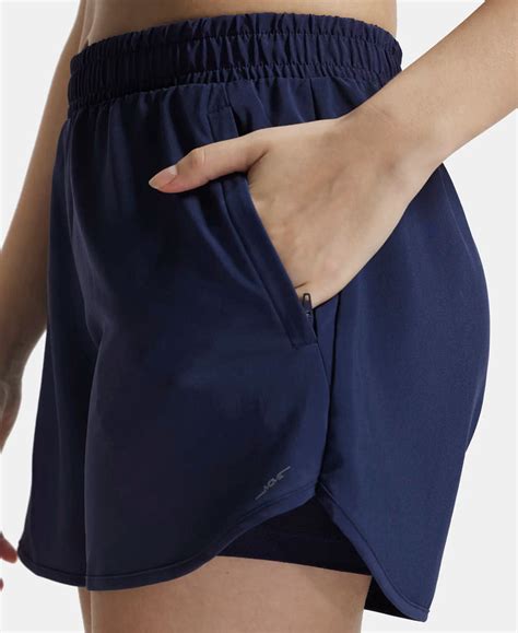 Buy Microfiber Elastane Double Layered Woven Fabric Regular Fit Shorts ...