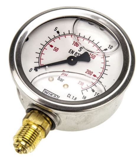 7075741 WIKA | WIKA G 1/4 Analogue Pressure Gauge 16bar Bottom Entry ...