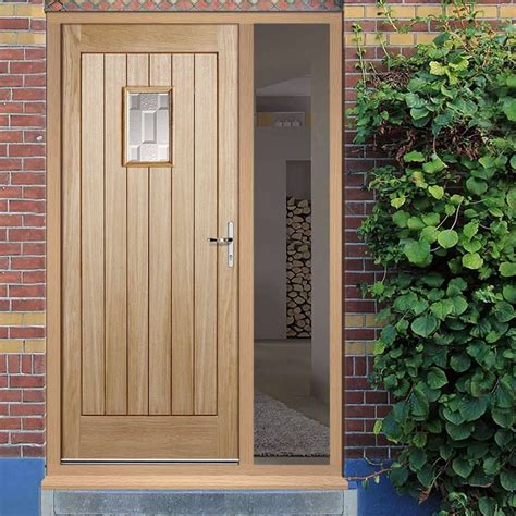 Suffolk Exterior Oak Front Door and Frame Set - Part Frosted Double ...