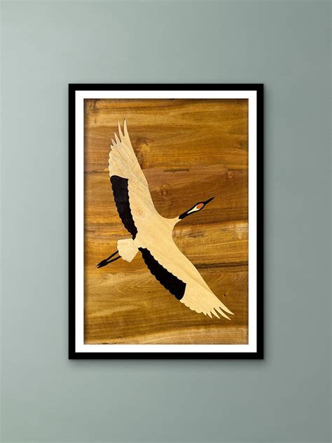 Buy Crane Bird Painting in Wood Inlay-Indian Art For Sale