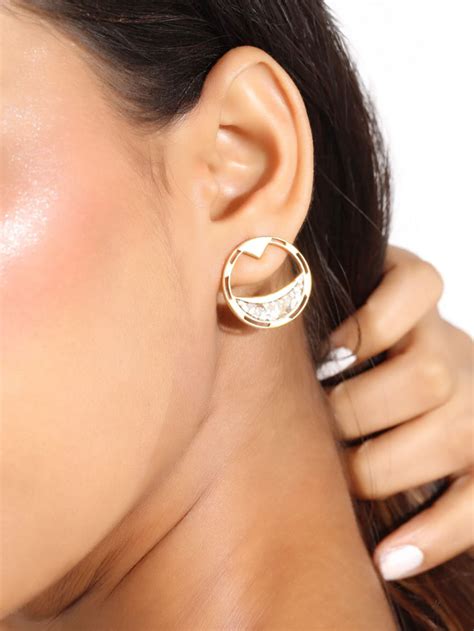 Gold Plated White Handcrafted Brass Earrings