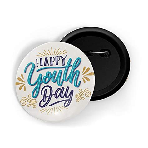 Buy dhcrafts Pin Badges White Colour Happy Youth Day Letters Glossy ...