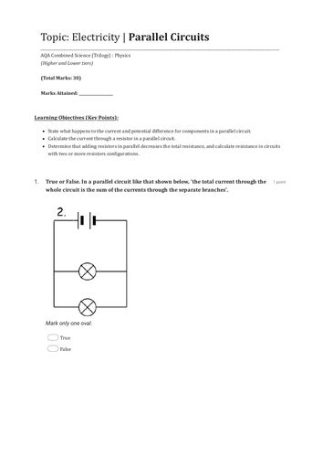 GCSE Physics Circuits Questions 的图像结果