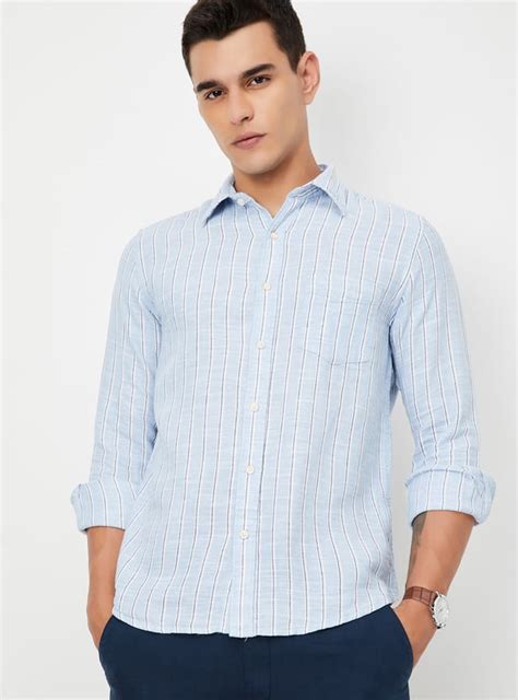 Buy Men Striped Slim Fit Linen Shirt Online at just Rs. 1199.0 ...