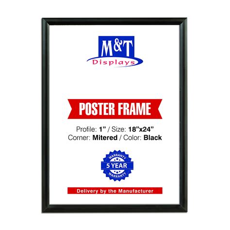 Buy M&T Displays Snap Frame 18x24 Inch Black 1" Aluminum Profile, Front ...