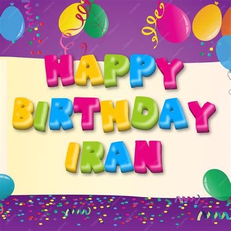 Premium Photo | Happy Birthday Iran Gold Confetti Cute Balloon Card ...