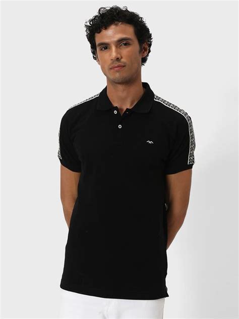 Buy Off White Textured Plain Slim Fit Jersey Polo T-shirt Online at ...