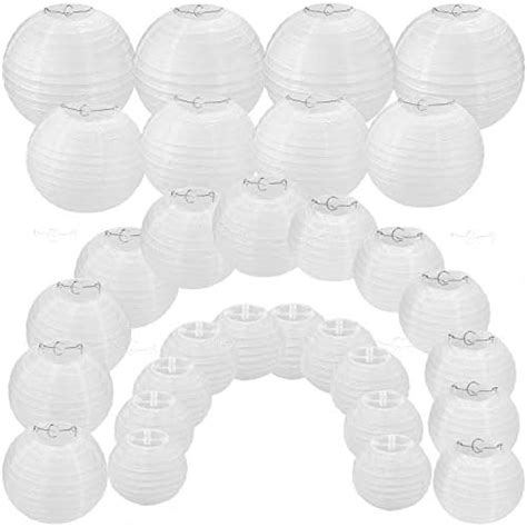 30 Pack White Paper Lanterns 4" 6" 8" 10" 12" Assorted Sizes, CBTONE ...