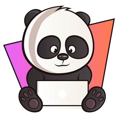 Illustration de dessin animé de vecteur de panda mignon travaillant sur ...